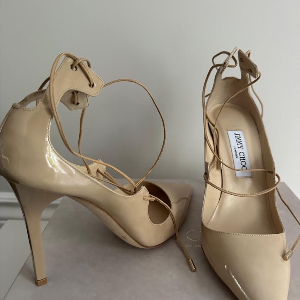 Jimmy Choo Nude Patent Leather Heels